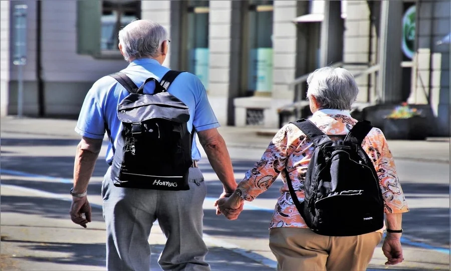   Old Couple Traveling